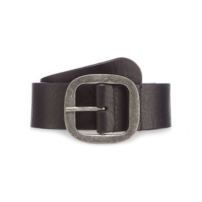 Black leather buckle belt